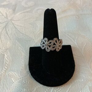 Lia Sophia Vintage Silver Tone Rhinestone Intricate Women's Ring
